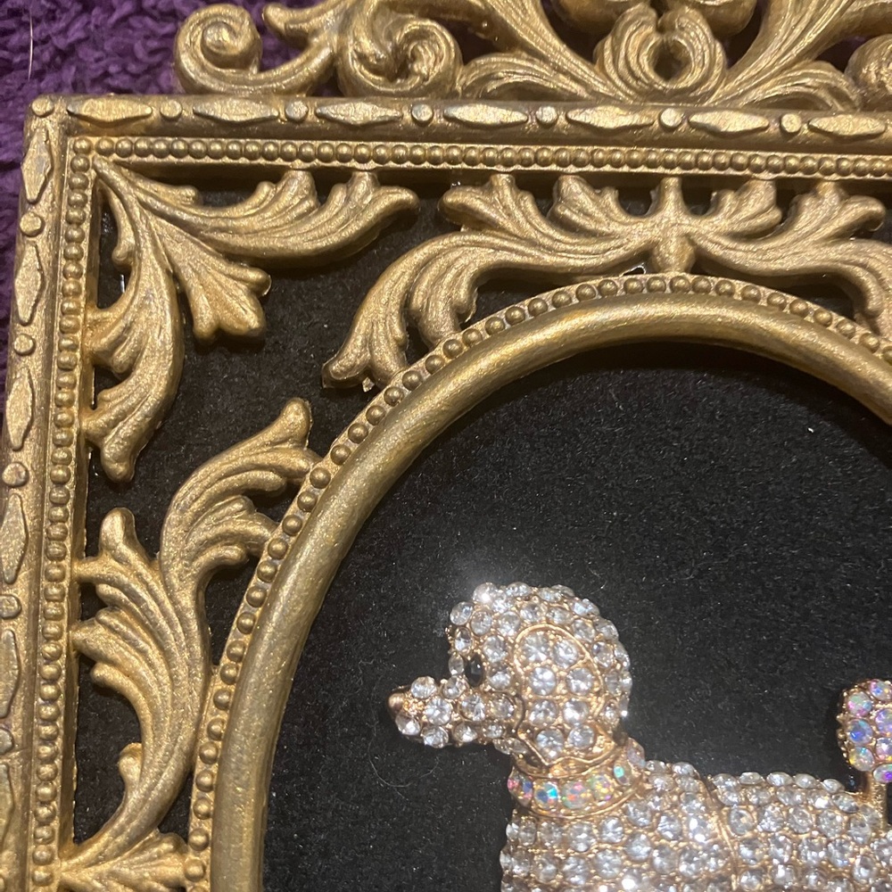 JEWELRY ART IN VINTAGE ITALIAN METALLIC FRAME. UNIQUE Perfect for poodle lovers - Picture 5 of 8